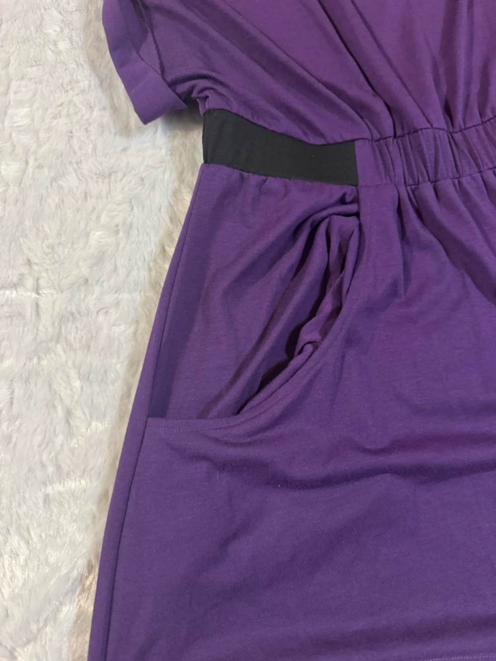 Women's Purple Elastic-Waist Tunic Top with Scoop Neck - Picture 4 of 8